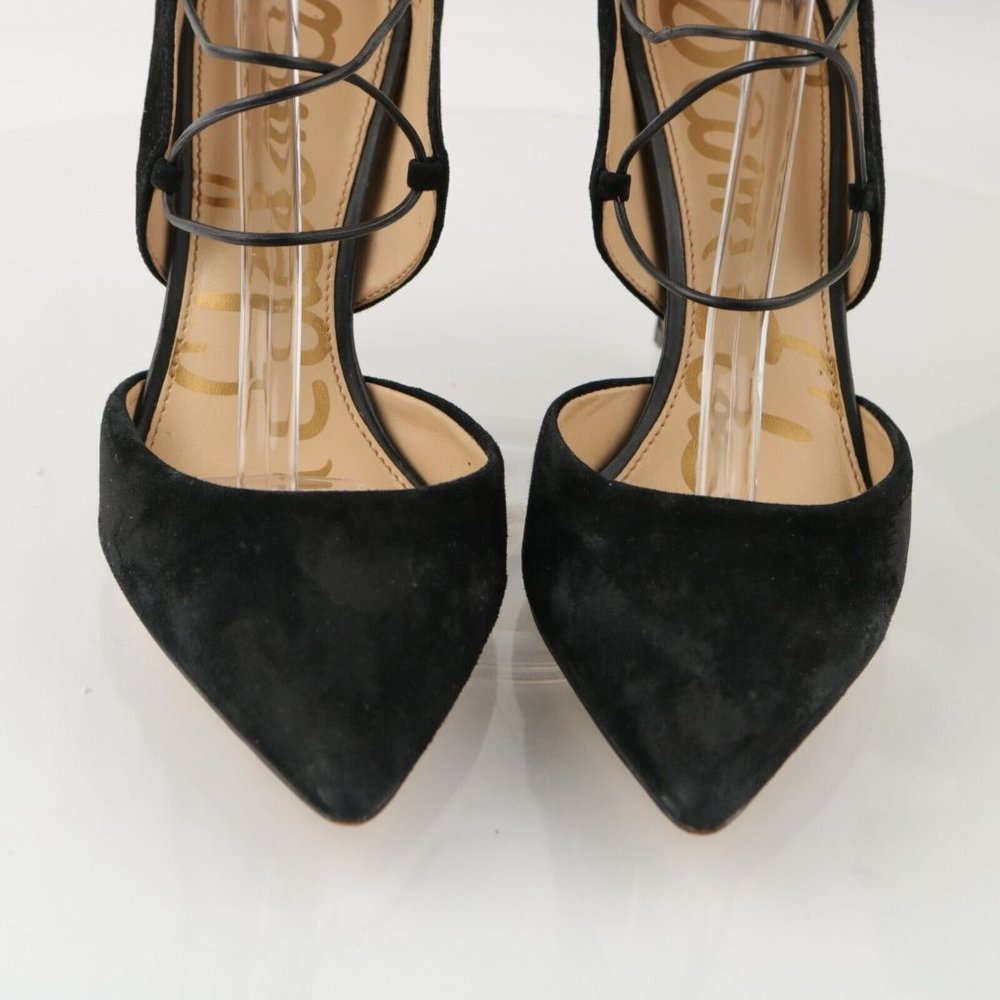 Sam Edelman Black Lace-Up Pointed Toe Stiletto Heels - Picture 4 of 13